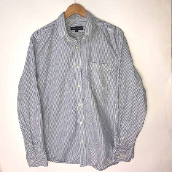 Tricots St. Raphael Blue Stripe Button-down Shirt Men's XL - Picture 1 of 11